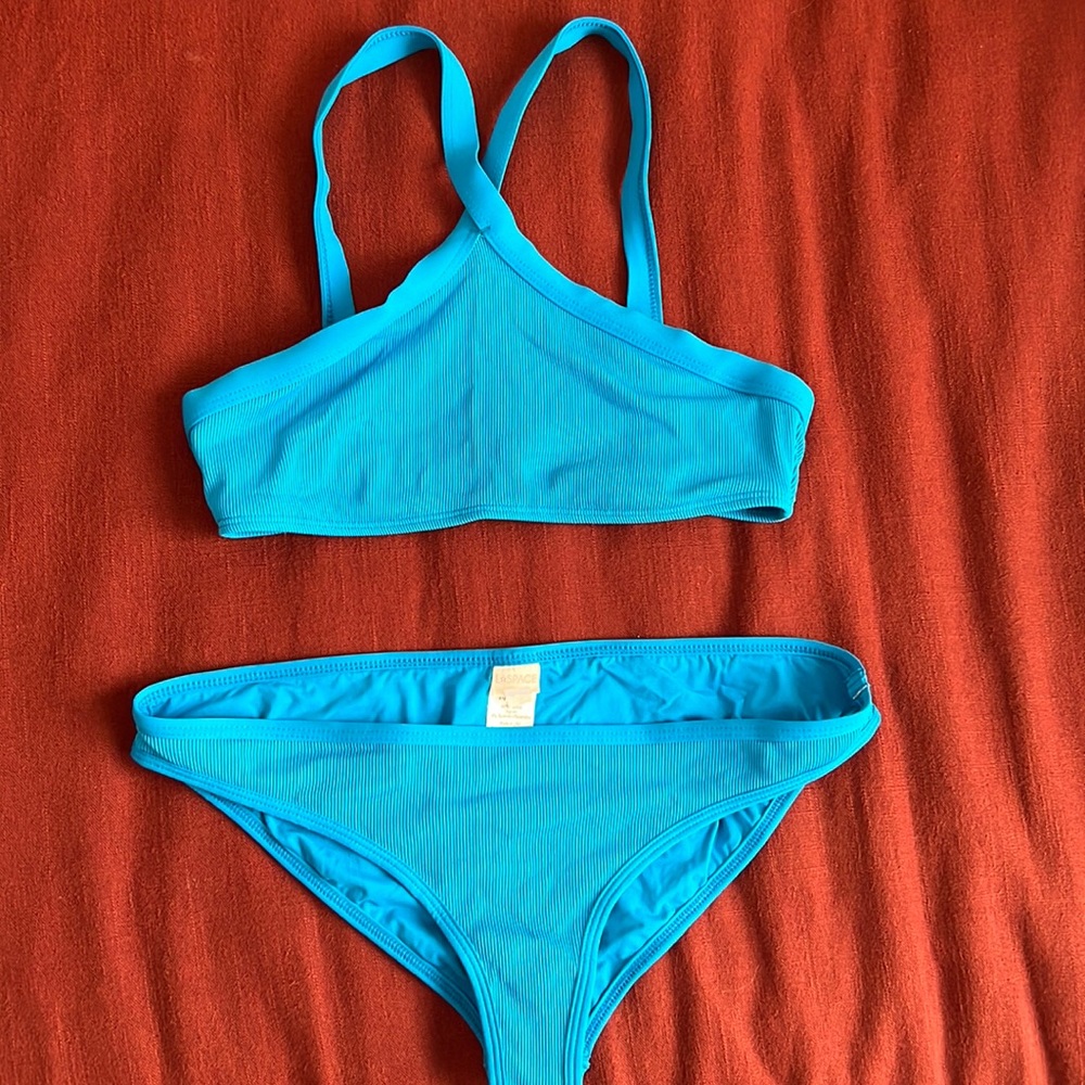 L*space Blue Two-Piece Bathing Suit (Med Top, Large Bottom)
